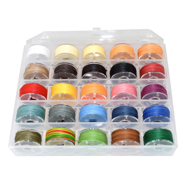 GOOHOCHY 1 caja 25 colores 0.55mm línea de cera de cuero redonda línea de costura artesanal herramientas de bricolaje línea de costura de cuero