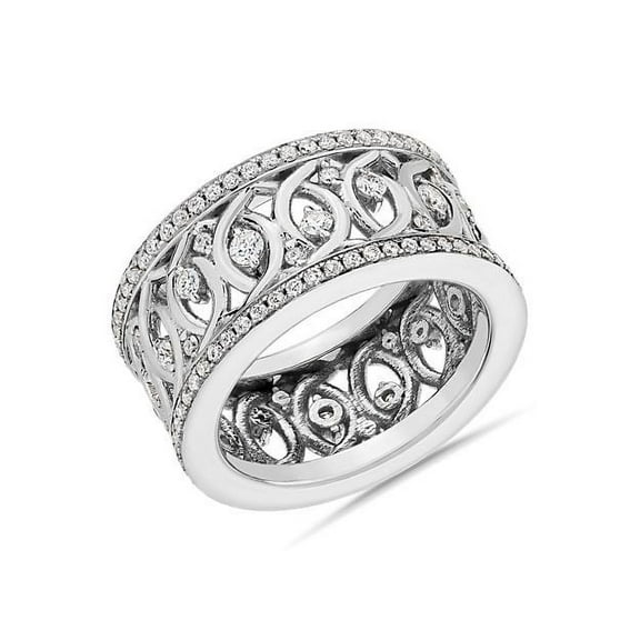 1.10 Carat Round Shape Natural Diamond Stunning Eternity Band for Engagement Solid 14K White Gold Size 7