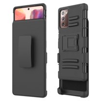 for Samsung Galaxy Note 20 Case Heavy Duty Shock Absorption Kickstand Armor Case with Belt Swivel Clip Holster Cover (Black)