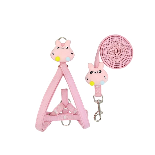 Billuyoard Correas Remolque Ajustable Animal Cuerda Tracción Lindo Realista Interesante Correa para el pecho Correa Teddy Cable de larga Suministros para gatos Rosa S