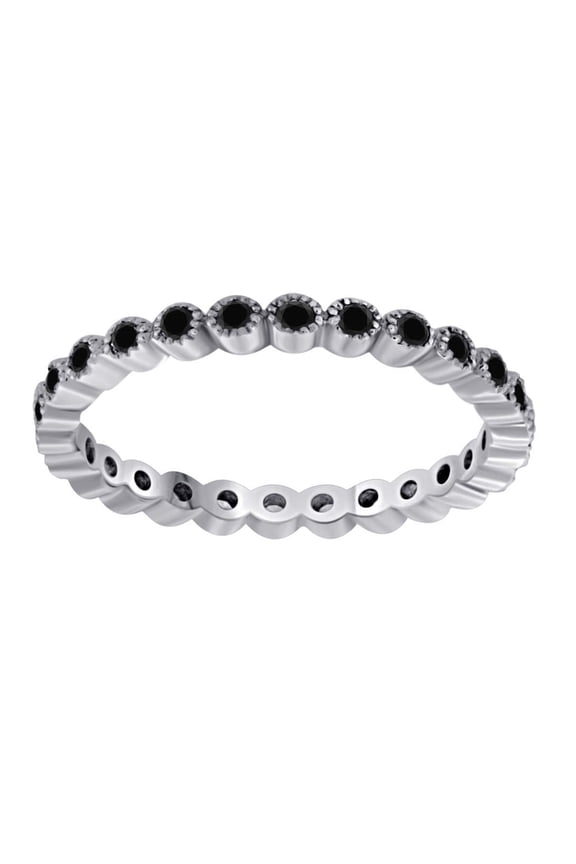 0.50 Carat Black Diamond Stackable Eternity Band In 14K White Gold