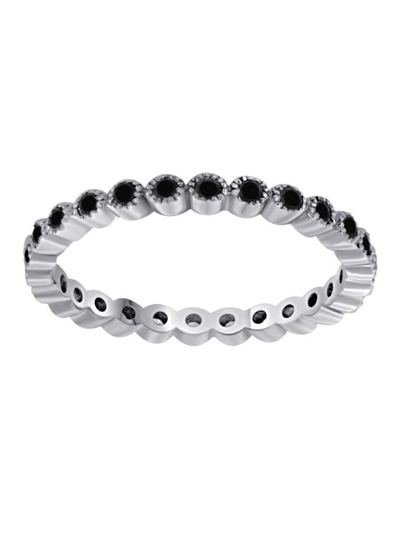 0.50 Carat Black Diamond Stackable Eternity Band In 14K White Gold