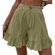 thumbnail image 3 of Pantalones cortos de verano para mujer con cierre de botones, dobladillo con volantes, piernas anchas, pantalones cortos casuales para uso diario, 3 of 6