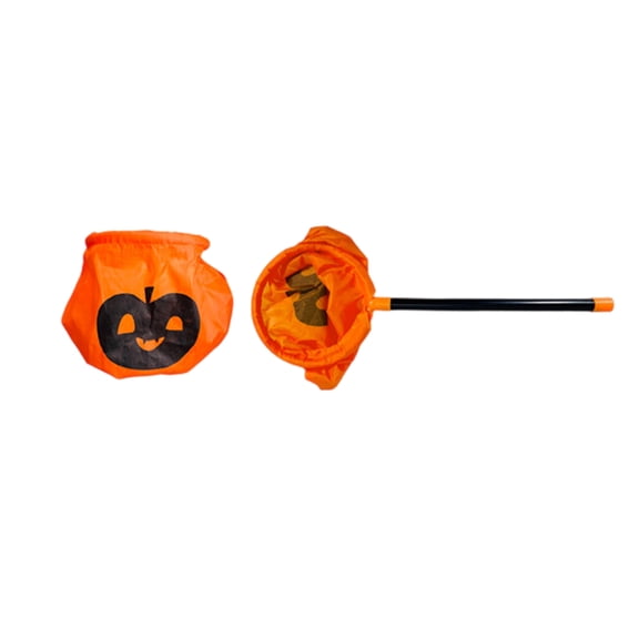 Halloween Children's Sugar-asking Props, Festival Pumpkin Candy Bags, Hand-held Candy Bags With Sticks, Bags Orange