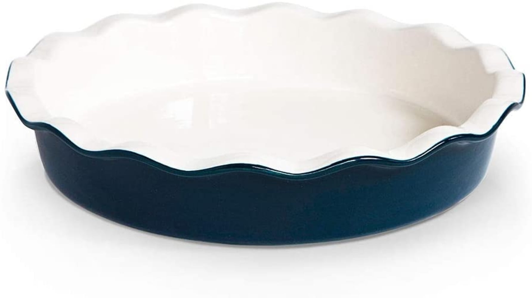 KOOV Ceramic Pie Pan Pie Plate for Dessert Kitchen Round Baking Dish for Dinner Stone Blue Wave Series 10 Inches Pie Dish 