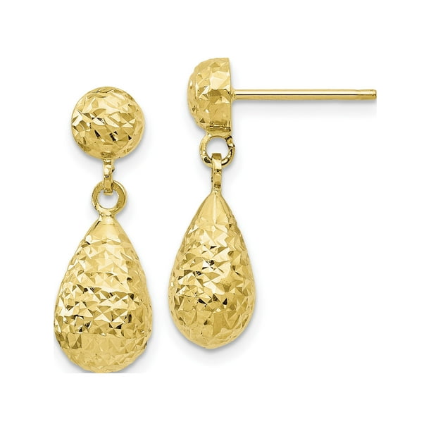 Jewelry by Sweet Pea - 10k Diamond-cut Post Dangle Earrings (20x20 ...