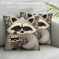thumbnail image 3 of COMIO  Raccoon Fathers Day Throw Pillow Covers Pillow Cases Square Decorative Pillow Covers Soft Cushion Covers for Couch Sofa Bed Home Farmhouse Living Room Decoration Pillowcases, 3 of 5