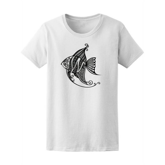 Beautiful Angel Fish Mandala T-Shirt Women -Image by Shutterstock, Female XX-Large