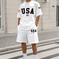 thumbnail image 2 of IWRICH Men's 4th of July Independence Day Outfits USA Flag Short Sleeve Shirts and Shorts Set 2 Piece Athletic Jogging Tracksuits White XL, 2 of 4