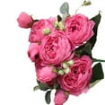 thumbnail image 4 of Flower Bouquet 5 Heads Artificial Rose Buds Wedding Decorative Plastic Silk Cloth Fake Flower, Rose Red, 4 of 8