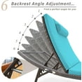 thumbnail image 3 of Chaise Lounge Outdoor Set of 3, Pool Lounge Chairs with Adjustable Backrest & Folding Table, Wicker Outside Furniture for Patio Backyard Porch Teal, 3 of 15