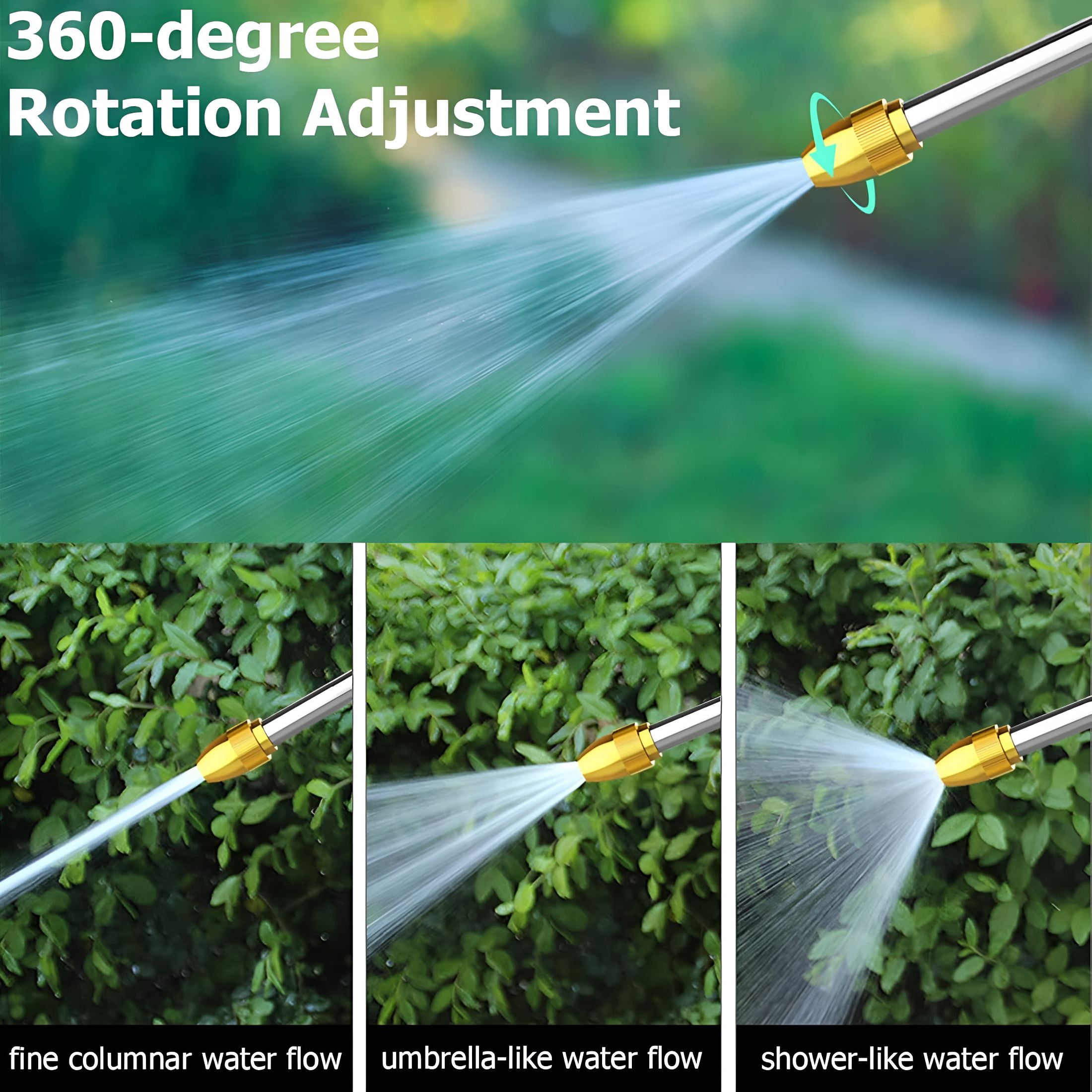 HIBIBUD Upgraded Garden Hose Nozzle Sprayer,Heavy Duty Metal Water Hose Nozzle,High Pressure Spray Gun with 3/4"Brass Quick Connectors,For Watering Plants&Lawns,Patio Cleaning
