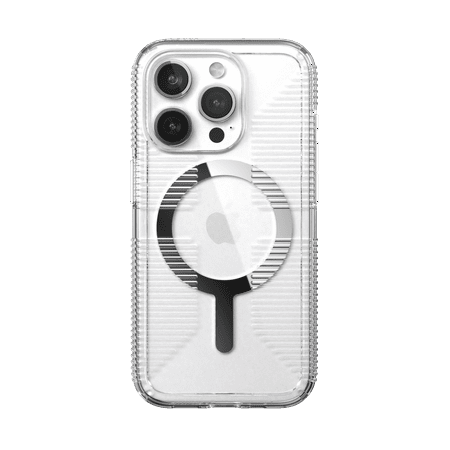 Speck Gemshell Grip with Magsafe Case for iPhone 15 Pro in Clear and Chrome finish