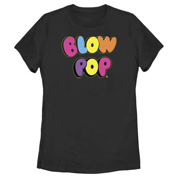Women's Blow Pop Rainbow Text  Graphic Tee Black 2X Large
