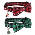 thumbnail image 2 of Mumup Christmas Dog Collar with Bow, Adjustable Red Green Plaid Dog Collars with Removable Bowtie Christmas Collars for Large Dogs Pets, 2 of 5