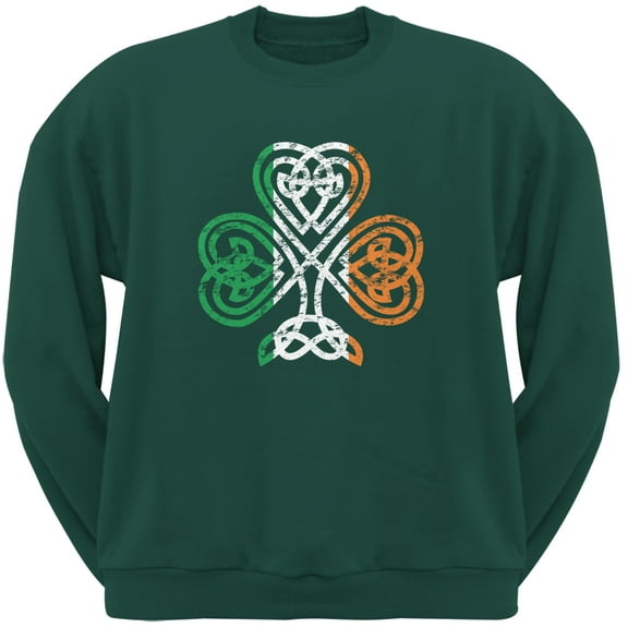 Old Glory Mens St. Patricks Day Shamrock Knot Long Sleeve Graphic Sweatshirt