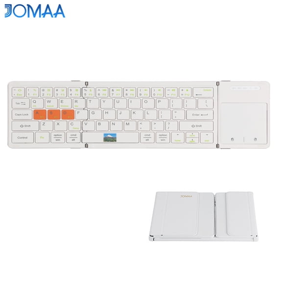 Jomaa Bluetooth Foldable Keyboard with Touchpad Left Right Keys Rechargable Wireless Keyboard for Windows Mac OS Laptop Tablets