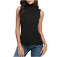thumbnail image 2 of WonderWiz Women Sleeveless Thermal Tank Top Mock Turtleneck Winter Undershirt Casual Stretchy Fall Winter Basic Layer Tee Shirt Black L, 2 of 5