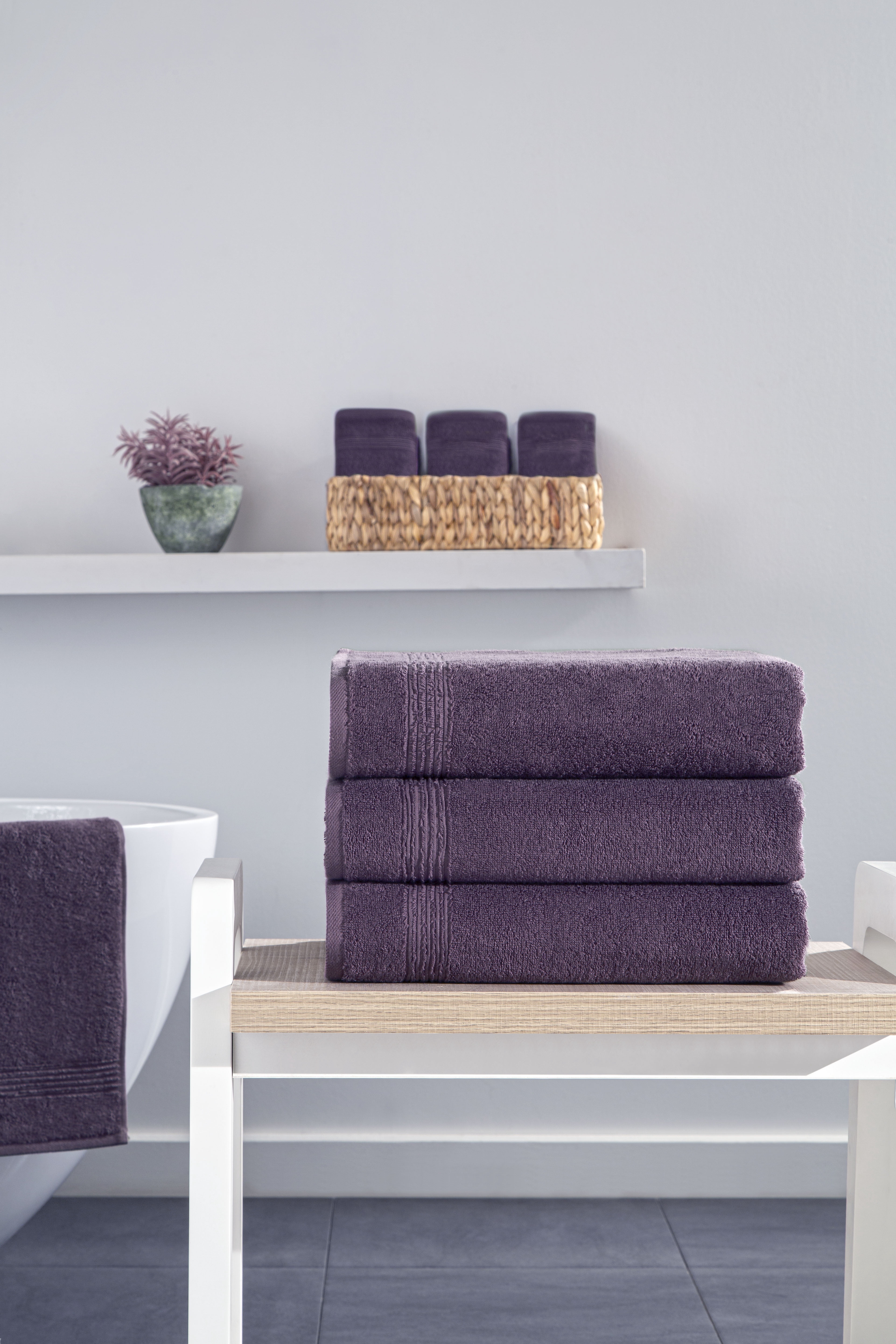 Ozdilek 4-Piece Bath Towels, 30x60" 100% Turkish Cotton, Quick-Dry & Lightweight Body Towels, Breathable, Space-Saving Shower Towel Set for Bathroom, Pool, Gym, Orchid