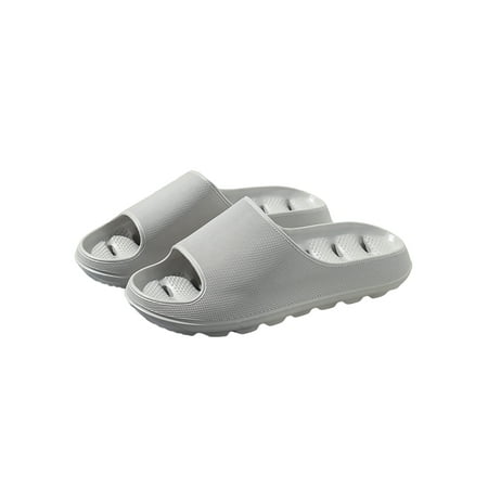 

Ritualay Women Men Shower Slippers Summer Slide Sandals Slip On Slides Lightweight Non-slip Unisex Beach Light Gray 9-10 men