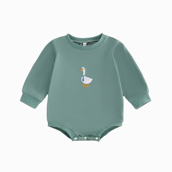 larppty Baby Boy Girl Sweatshirt Romper Long Sleeve Bubble Bodysuit | Unisex Baby Long Sleeve Oversize Romper Top, Baby Goose Clothes Fall, Ideal for Farm Animal Birthday Outfit&Daliywear