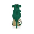 thumbnail image 2 of BLISSFUL STEP Women Zipper Ankle Strap Stiletto Heel Sandals Emerald Green 6, 2 of 7