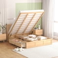 thumbnail image 2 of Cosymart Queen Size Wood Platform Bed with Underneath Storage and 2 Drawers, Wood Color, 2 of 9