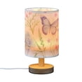 thumbnail image 2 of Butterflies Flowers Leaves Table Lamp USB Bedside Desk Nightstand Lamp Printed Gifts Small Lamp Wood Base for Bedroom Living Room Kids Room College Dorm, 2 of 7