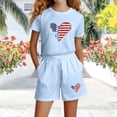 thumbnail image 4 of Amidoa Girls Summer 2 Piece Outfits Cute Floral Short Sleeve and Casual Shorts Kids Clothing Set Light Blue Size 3T, 4 of 5