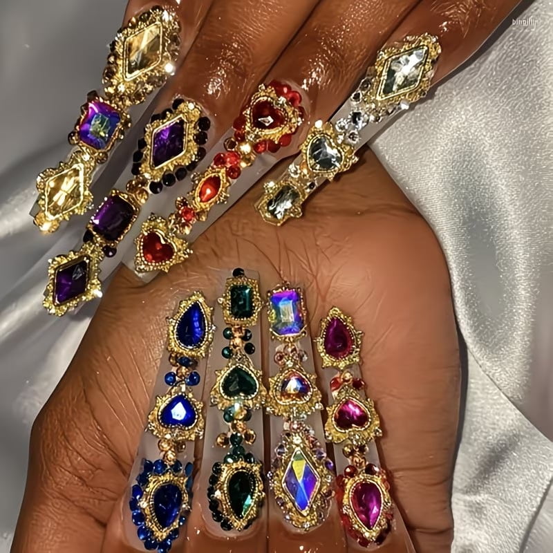 60 Pieces 3D Nail Art Rhinestones, Alloy Synthetic Gemstone Nail Art Jewelry, Luxury Shiny Nail Art Jewelry Accessories, Suitable for Acrylic Nails, Women's Jewelry and DIY Jewelry Making