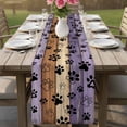 thumbnail image 4 of Purple Brown Table Runner - 48 Inch Long Rustic Farmhouse Dog Paw Vintage Cotton and Linen Blended Dress Scarves Farmhouse Table Runner for Kitchen Dining, Coffee Table, 13" x 48", 4 of 8