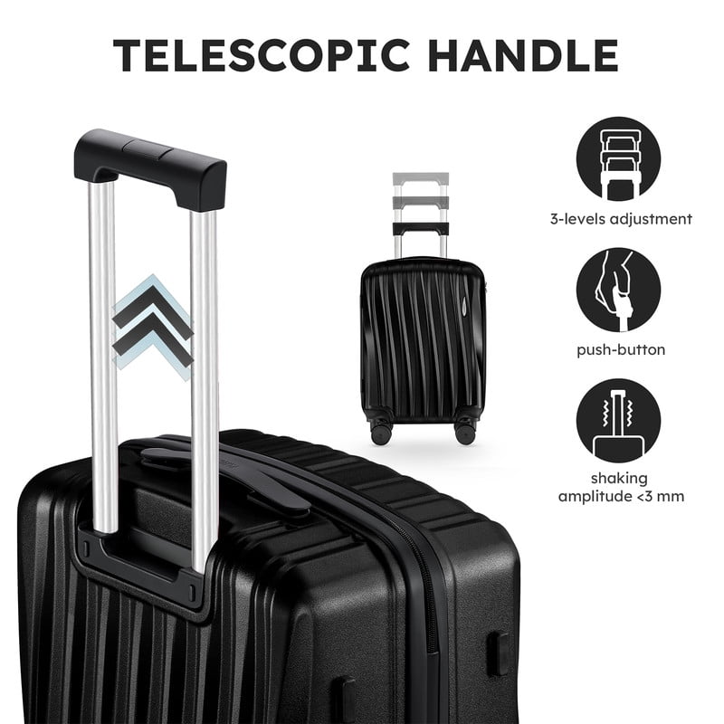 Gowill 3 Piece Hardside Luggage Set 27/23/19 inch Hardshell Lightweight Spinner Wheels Carry-on and Checked Suitcase.Black