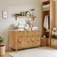 thumbnail image 2 of Fluted 6 Drawers Dresser for Bedroom, 54" Wide Modern Chest of Drawers with Faux Marble Top, Curved Profile Design,Wood Legs, Wodden Dresser TV Stand, rawer Organizer,Storage Organizer, 2 of 9