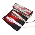 thumbnail image 3 of Hair Tool Organizer Bag with Heat Resistant Mat Removable Travel Storage Case for Hot Air Brushes Curling Irons Red Flowers and Leaves, 3 of 8
