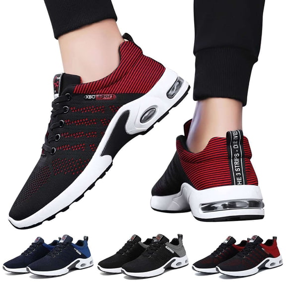 Deago Men's Walking Running Tennis Shoes Mesh Breathable Cushioned Non Slip Athletic Sports Gym Work Comfortable Sneakers