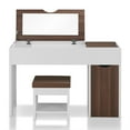 thumbnail image 3 of Furniture of America Caron Wood 2pc Flip-Top Vanity Table Set in White & Walnut, 3 of 10