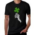 thumbnail image 2 of Men's Skull Hand Four-Leaf Clover T-Shirt- Irish Lucky Charm, Heavy Loose Short Sleeve Crew Neck T-Shirt, 2 of 10