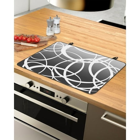 

Gray Ombre Stove Top Covers for Electric Stove Heat Insulation Fireproof Glass Cooktop Cover Counter Top Glass Stove Cover for Prevent Scratches 29 x21 Modern Grey White Geometric Abstract Art