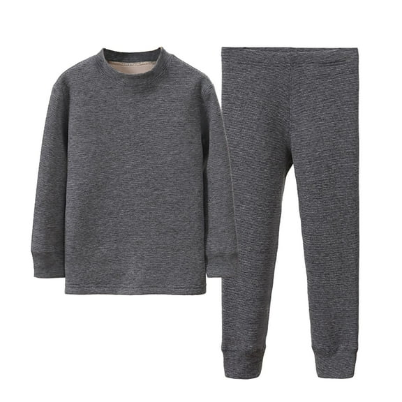 Generic Children's Clothing Thermal Underwear Set Long Sleeve Zhongda Long With Thickened Base And Winter Underwear Set(3-4 Years,Grey)