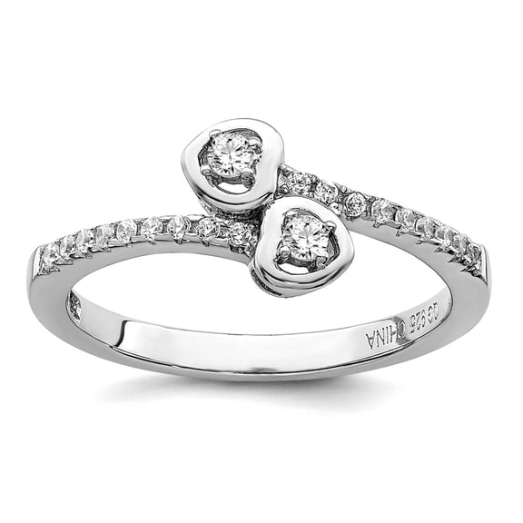 925 Sterling Silver Brilliant Embers Rhodium Plated Cubic Zirconia Love Heart Ring Size 6 Statement Ring for Women