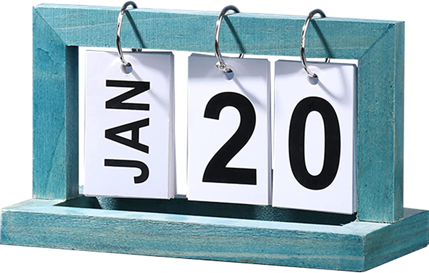 Home Décor Vintage Wood Perpetual Calendar Picture Frame Table Desk