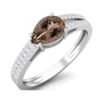thumbnail image 2 of 7X5MM Pear Smoky Quartz 925 Sterling Silver Split Shank Women Valentines Day Gifts Ring, 2 of 3