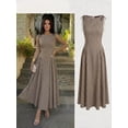 thumbnail image 7 of Women's Sleeveless Midi Dress Cinched Waist A-Line Elegant Summer Casual, 7 of 7