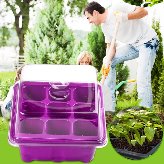 3 Pcs Plateau de Démarrage de Semences à 9 Cellules avec Couvercle Transparent et Trous de Ventilation - Boîte de Pépinière Réutilisable pour Jardinage Intérieur, Cour, Serre - Trous de Drainage, 5.5x5.5x4.3inch (Vert/blanc)