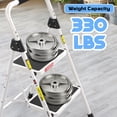 thumbnail image 5 of ASoopher Folding 2 Step Ladder, Heavy Sturdy Steel Portable 2 Step Stool with Handrail, Safe-Lock Design, For Kitchen, Garage & Outdoor Use, White, 5 of 8