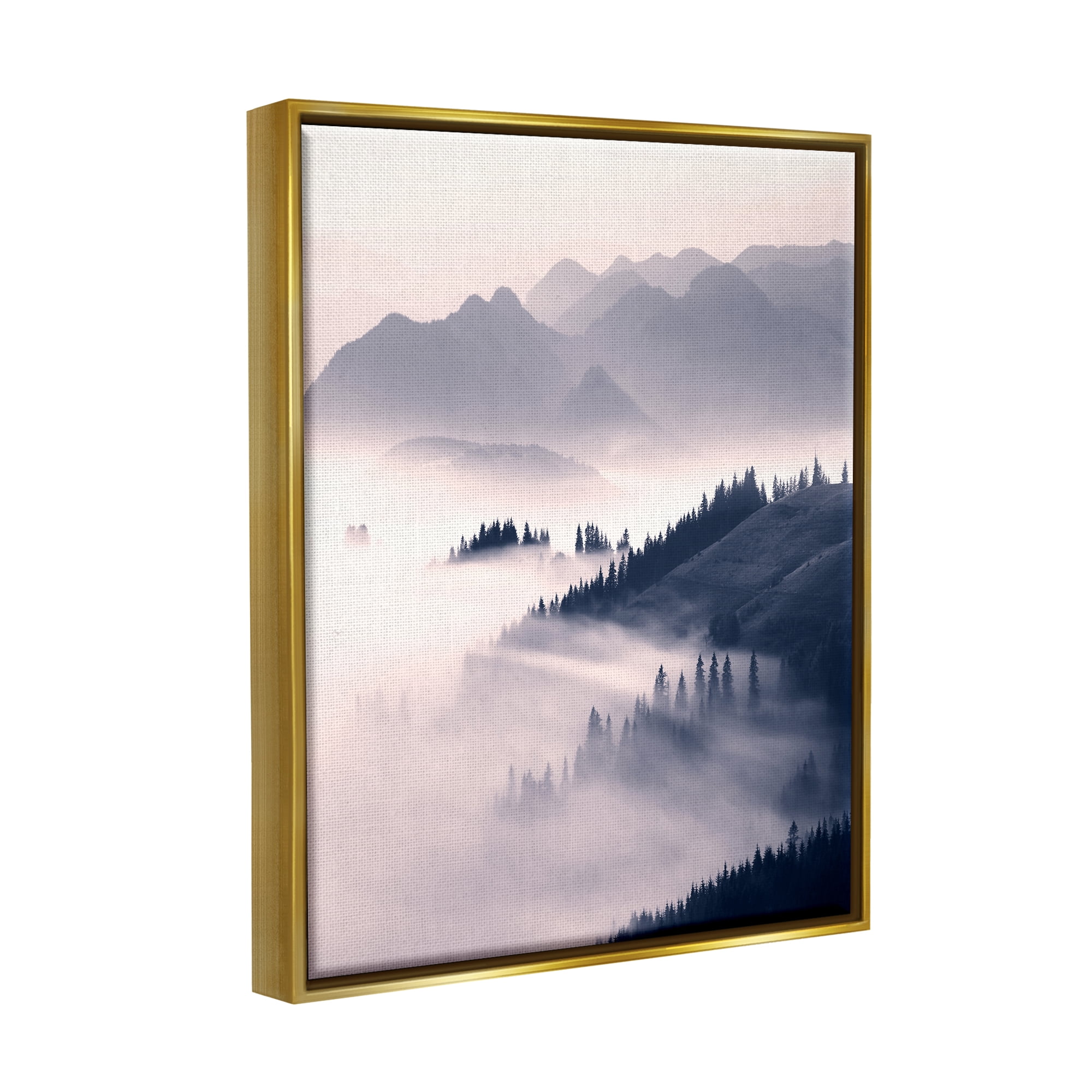 Stupell Industries Foggy Mountain Nature Nature Photography Gold Floater Framed Art Print Wall Art, 25 x 31