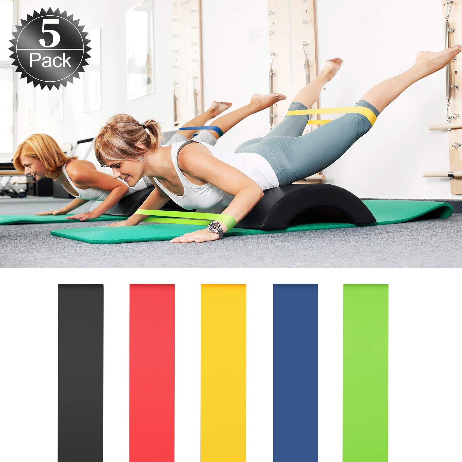 Pack of 5 Resistance Loop Exercise Bands Workout Fitness Yoga Crossfit Strength 