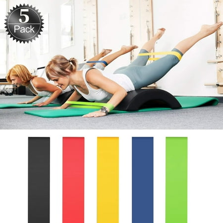 Resistance Loop Bands Set of 5 - Home Gym Fitness Exercise Bands for Legs, Glutes, Crossfit Workout, Physical Therapy Pilates Yoga & Rehab - Improve Mobility & Strength