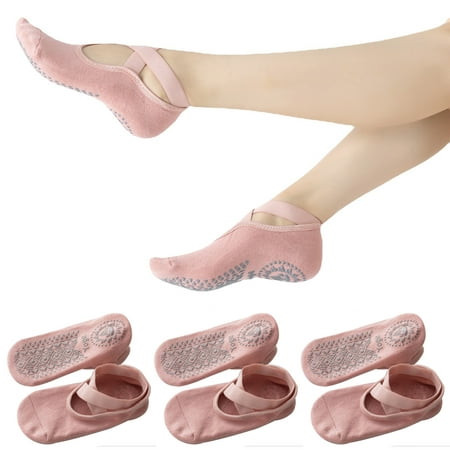 

4Pairs Cushioned Sole Ballet Socks for Women Pilates Pink