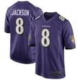 thumbnail image 1 of Youth Baltimore Jackson 8 Purple Player Game Stitched T-shirts Performance Top, Medium, 1 of 2